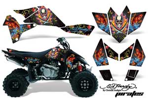Suzuki LTR 450 ATV Graphic Kit - 2006-2009 Ed Hardy - Pirates Black