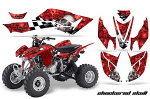 Honda TRX 400 EX ATV Graphic Kit - 2008-2016 Checkered Skull Silver