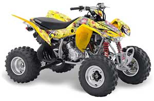 Honda TRX 400 EX ATV Graphic Kit - 2008-2016 Ed Hardy - Love Kills Yellow