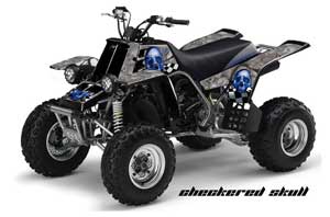Yamaha Banshee 350 (Full Bore Plastics) ATV Graphic Kit - All Years Checkered Skull Blue