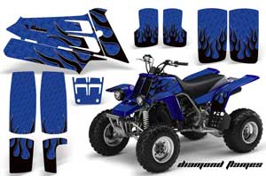 Yamaha Banshee 350 (Full Bore Plastics) ATV Graphic Kit - All Years Diamond Flames Blue