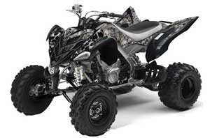 Yamaha Raptor 700 ATV Graphic Kit - 2006-2012 Checkered Skull Black