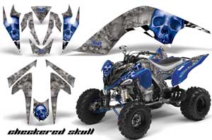 Yamaha Raptor 700 ATV Graphic Kit - 2006-2012 Checkered Skull Blue
