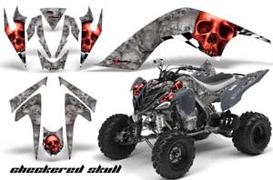 Yamaha Raptor 700 ATV Graphic Kit - 2006-2012 Checkered Skull Red