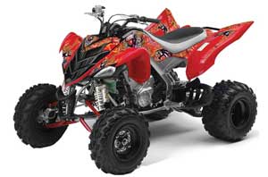 Yamaha Raptor 700 ATV Graphic Kit - 2006-2012 Ed Hardy - Love Kills Red