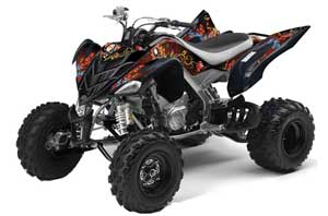 Yamaha Raptor 700 ATV Graphic Kit - 2006-2012 Ed Hardy - Pirates Red