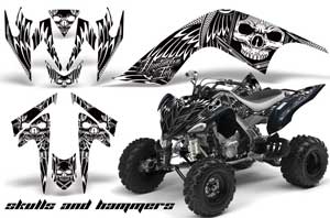 Yamaha Raptor 700 ATV Graphic Kit - 2006-2012 Skulls and Hammers Red