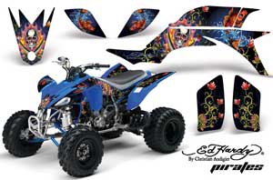 Yamaha YFZ 450 ATV Graphic Kit - 2004-2014 Ed Hardy - Pirates Blue