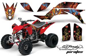 Yamaha YFZ 450 ATV Graphic Kit - 2004-2014 Ed Hardy - Pirates Red