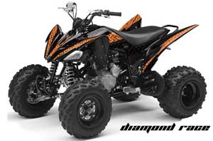 Yamaha Raptor 250 ATV Graphic Kit - 2008-2014 Diamond Race Orange