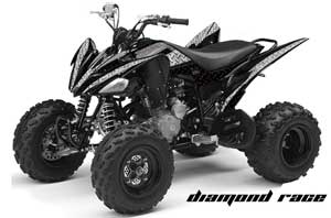 Yamaha Raptor 250 ATV Graphic Kit - 2008-2014 Diamond Race Silver