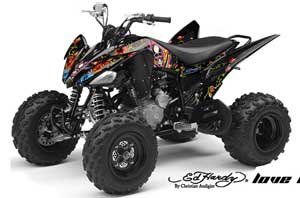 Yamaha Raptor 250 ATV Graphic Kit - 2008-2014 Ed Hardy - Love Kills Black