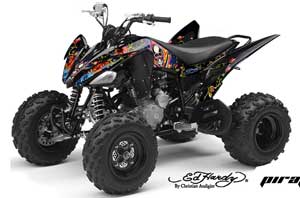 Yamaha Raptor 250 ATV Graphic Kit - 2008-2014 Ed Hardy - Pirates Blue