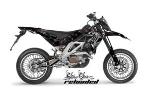 Aprilia SXV 4.5 / 5.5 Dirt Bike Graphic Kit - 2006-2015 Silver Star - Reloaded Black