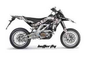 Aprilia SXV 4.5 / 5.5 Dirt Bike Graphic Kit - 2006-2015 Butterfly White