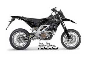 Aprilia SXV 4.5 / 5.5 Dirt Bike Graphic Kit - 2006-2015 Silver Star - Reloaded Black