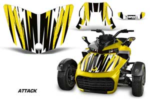Can Am F3-S Spyder Hood Graphic Kit - All Years Attack Yellow