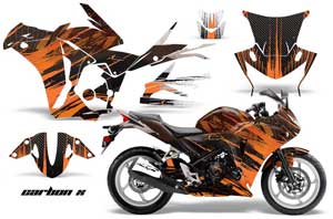 Honda CBR 250R Graphic Kit - 2010-2013 Carbon X Orange