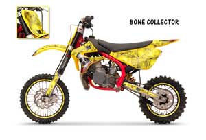 Cobra CX 50 Jr Dirt Bike Graphic Kit - 2003-2011 Bone Collector Yellow