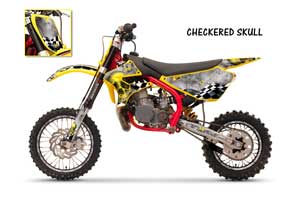 Cobra CX 50 Jr Dirt Bike Graphic Kit - 2003-2011 Diamond Flames Yellow
