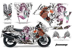 Suzuki GSXR 1300 Hayabusa Graphic Kit - 2008-2013 Tsunami White
