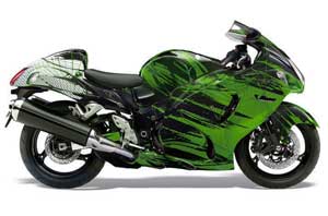 Suzuki GSXR 1300 Hayabusa Graphic Kit - 2008-2013 Carbon X Green