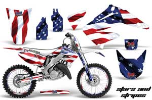 Honda CR125 Dirt Bike Graphic Kit - 1995-2015 Stars and Stripes Red White & Blue