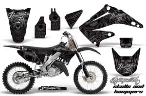 Honda CR250 Dirt Bike Graphic Kit - 1995-2015 Skulls and Hammers Silver