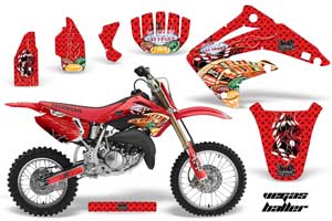 Honda CR85 Dirt Bike Graphic Kit - 2003-2007 Vegas Baller Red