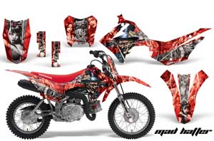 Honda CRF110 F Dirt Bike Graphic Kit - 2013-2018 Mad Hatter Red