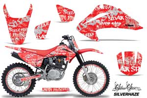 Honda CRF150 F Dirt Bike Graphic Kit - 2003-2007 Silver Star - Silverhaze Red