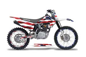 Honda CRF150 F Dirt Bike Graphic Kit - 2003-2007 Stars and Stripes Red White & Blue