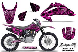 Honda CRF230 F Dirt Bike Graphic Kit - 2003-2007 Skulls and Hammers Pink