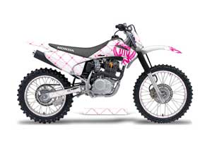 Honda CRF150 F Dirt Bike Graphic Kit - 2003-2007 Sivler Star - Reloaded Pink