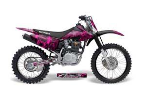 Honda CRF150 F Dirt Bike Graphic Kit - 2008-2014 Skulls and Hammers Pink