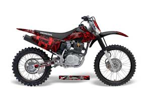 Honda CRF150 F Dirt Bike Graphic Kit - 2008-2014 Skulls and Hammers Red