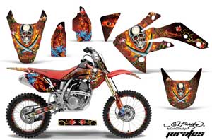 Honda CRF150 R Dirt Bike Graphic Kit - 2007-2016 Ed Hardy - Pirates Red