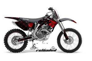 Honda CRF450 R Dirt Bike Graphic Kit - 2002-2012 Silver Star - Reloaded Red