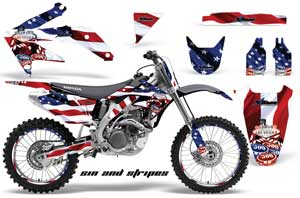 Honda CRF450 R Dirt Bike Graphic Kit - 2002-2012 Sin and Stripes