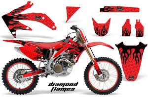 Honda CRF450 R Dirt Bike Graphic Kit - 2002-2012 Diamond Flames Red