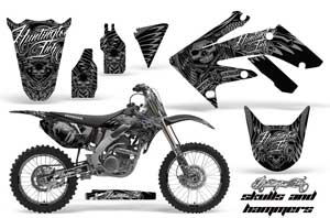 Honda CRF250 R Dirt Bike Graphic Kit - 2004-2013 Skulls and Hammers Silver