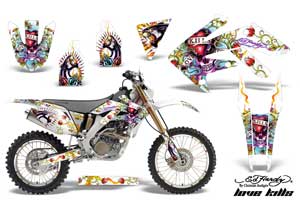 Honda CRF250 X Dirt Bike Graphic Kit - 2004-2017 Ed Hardy - Love Kills Red