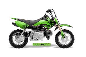 Honda CRF50 Dirt Bike Graphic Kit - 2004-2013 Diamond Flames Green