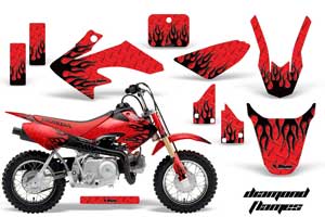 Honda CRF50 Dirt Bike Graphic Kit - 2004-2013 Diamond Flames Red