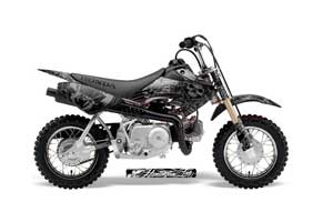 Honda CRF50 Dirt Bike Graphic Kit - 2004-2013 Skulls and Hammers SIlver