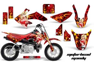 Honda CRF50 Dirt Bike Graphic Kit - 2004-2013 Motorhead Mandy Red