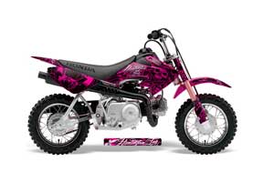 Honda CRF50 Dirt Bike Graphic Kit - 2004-2013 Skulls and Hammers Pink