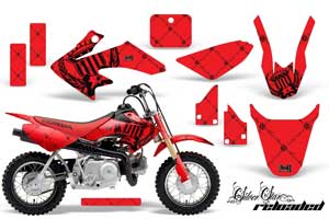 Honda CRF50 Dirt Bike Graphic Kit - 2004-2013 Silver Star - Reloaded Red