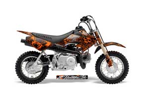 Honda CRF50 Dirt Bike Graphic Kit - 2004-2013 Skulls and Hammers Orange
