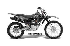 Honda CRF70 Dirt Bike Graphic Kit - 2004-2015 Skulls and Hammers SIlver